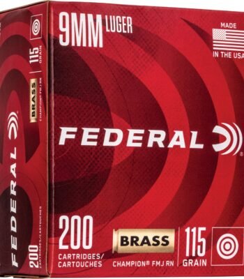 Federal Premium Champion 9mm 115-Grain Pistol Brass Ammunition - 200 Rounds