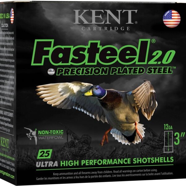 KENT Fasteel 2.0 Precision Plated Steel Waterfowl 12 Gauge Shotshells - 25 Rounds