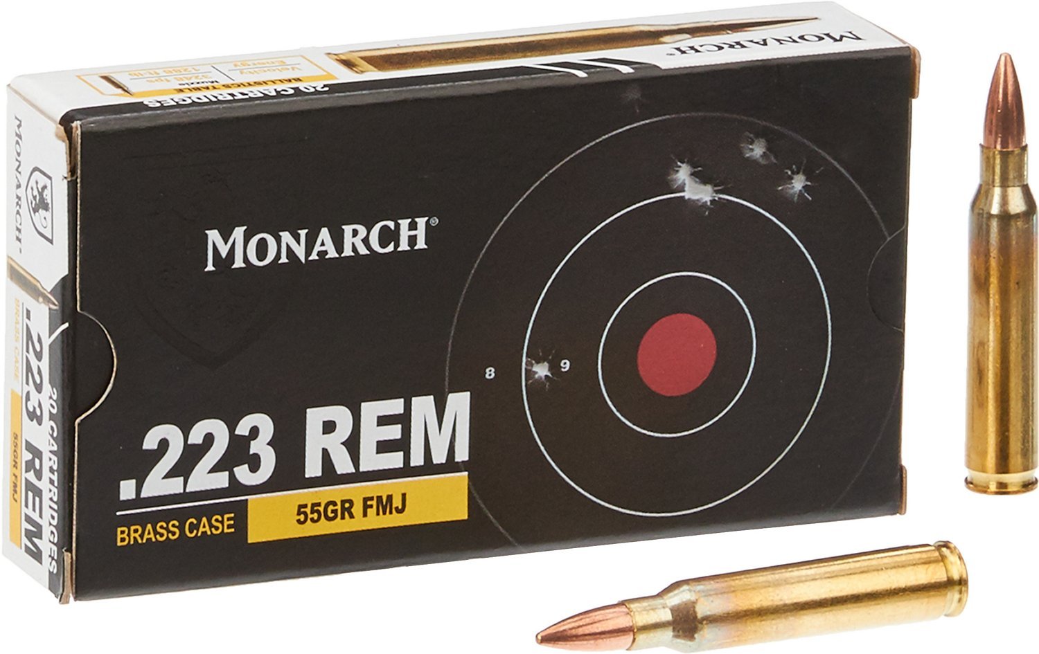 Monarch FMJ .223 Remington 55-Grain Rifle Brass Ammunition - 20 Rounds Monarch FMJ .223 Remington 55-Grain Rifle Brass Ammunition - 20 Rounds