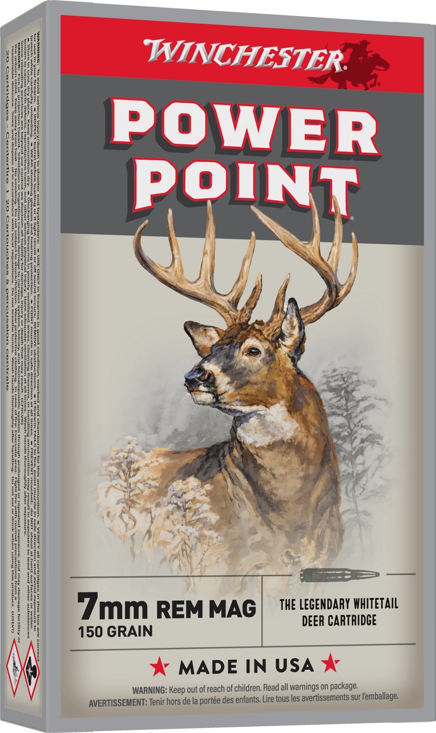 Winchester Super-X Power-Point 7 mm Remington Magnum 150-Grain Rifle Ammunition - 20 Rounds Winchester Super-X Power-Point 7 mm Remington Magnum 150-Grain Rifle Ammunition - 20 Rounds