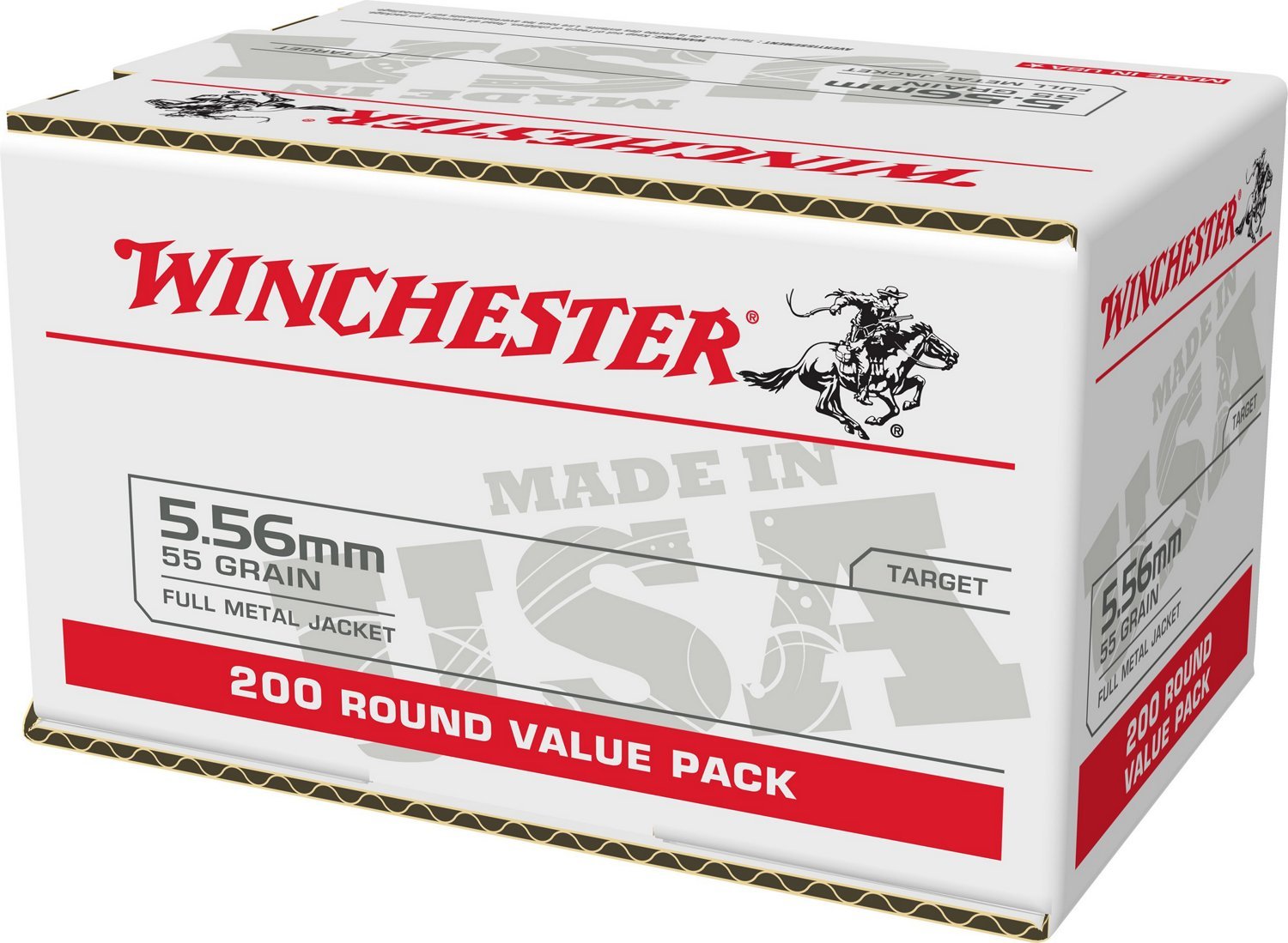 Winchester USA 5.56mm 55-Grain FMJ Ammunition - 200 Rounds