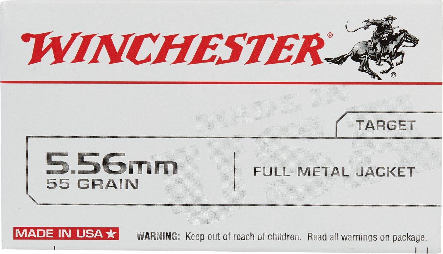 Winchester USA Full Metal Jacket 5.56 x 45 mm 55- Rifle Ammunition Winchester USA Full Metal Jacket 5.56 x 45 mm 55- Rifle Ammunition