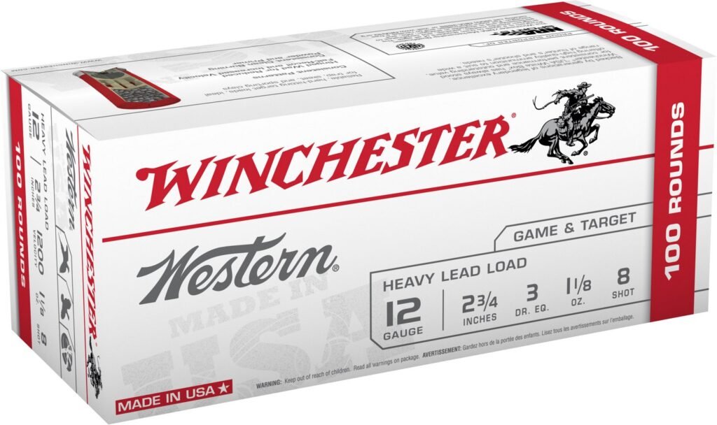 Winchester Western Target and Field Load 12 Gauge 8 Shotshells - 100 Rounds